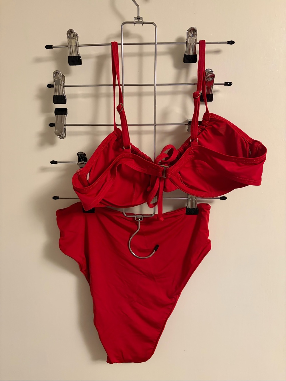 Red Underwire Bikini Set with Adjustable Straps